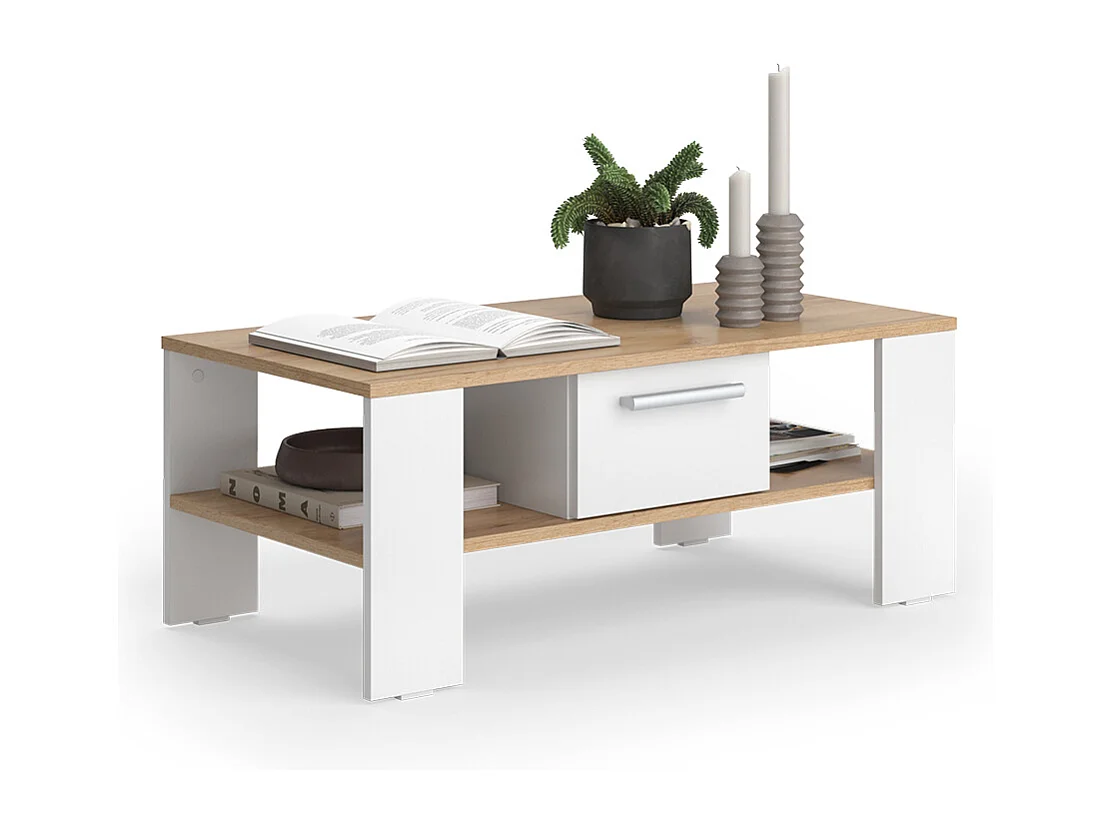 Couchtisch goldkraft eiche/weiß 89.8x46.4x35.8 wilmut