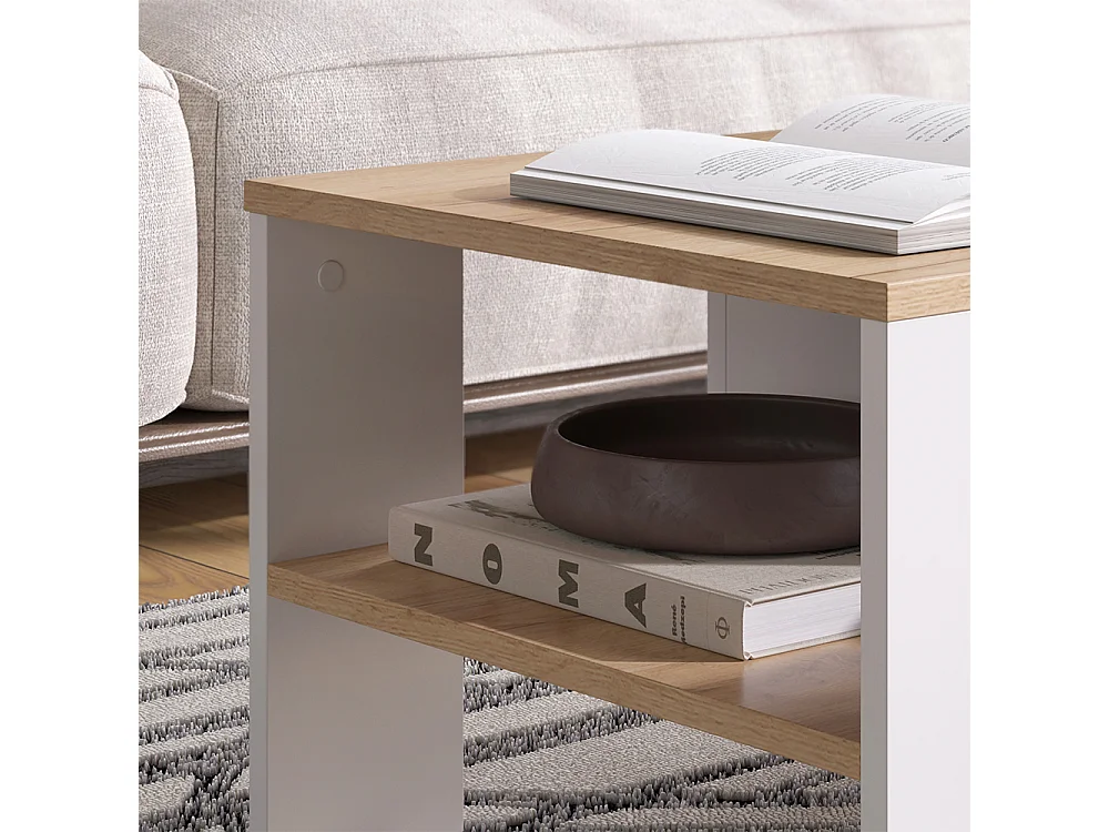 Table basse chêne doré/blanc 89.8x46.4x35.8 wilmut