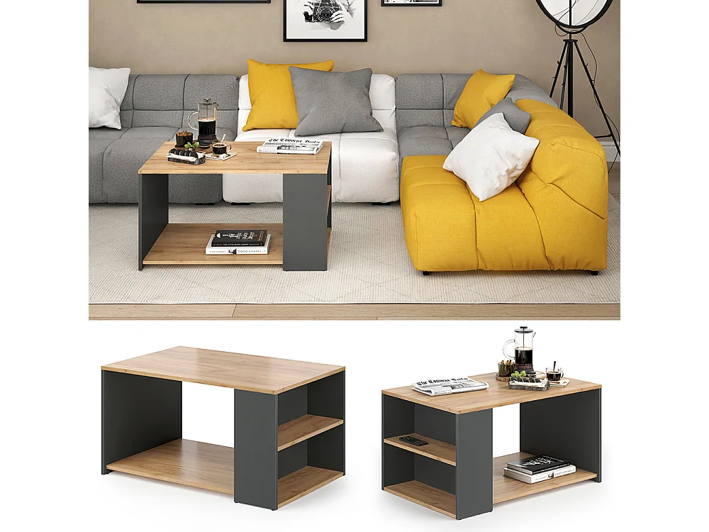 Table basse anthracite 90x59x48.1 dario