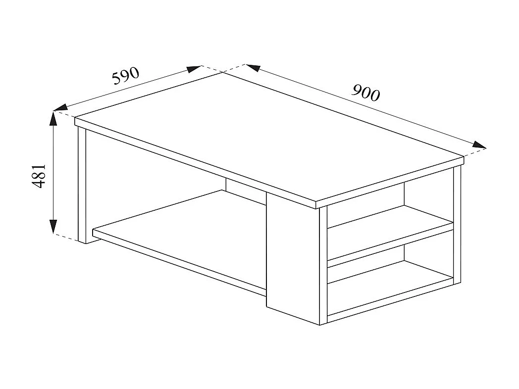 Table basse anthracite 90x59x48.1 dario