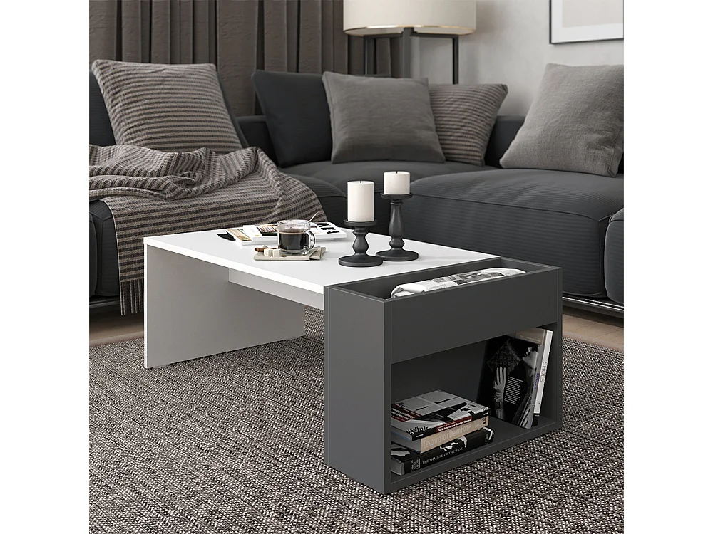 Table basse blanc/anthracite 95x49.4x34 chris