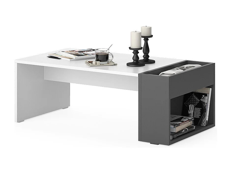 Table basse blanc/anthracite 95x49.4x34 chris