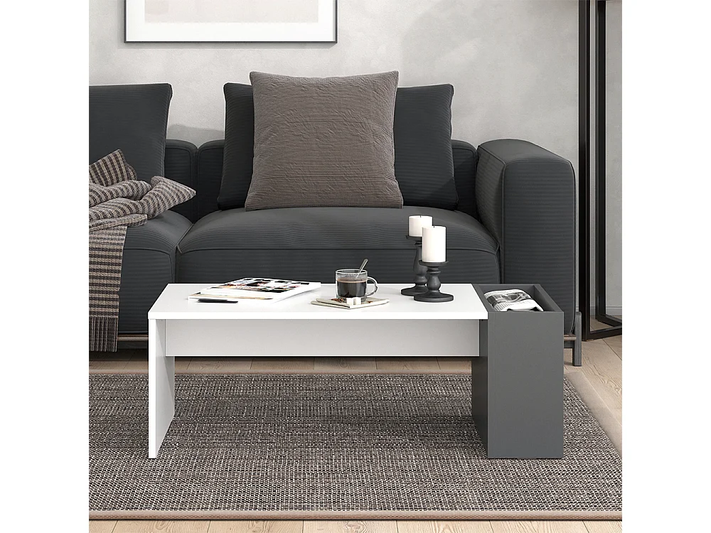 Table basse blanc/anthracite 95x49.4x34 chris