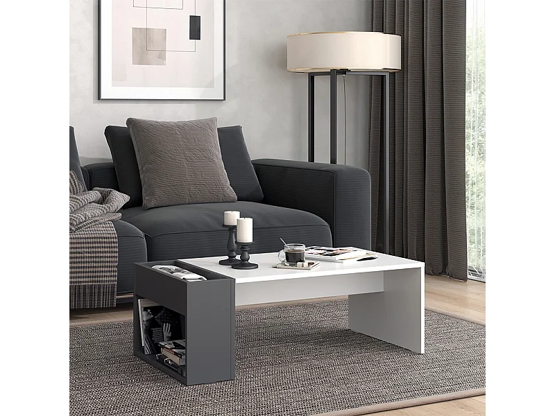 Couchtisch weiß/anthrazit 95x49.4x34 chris