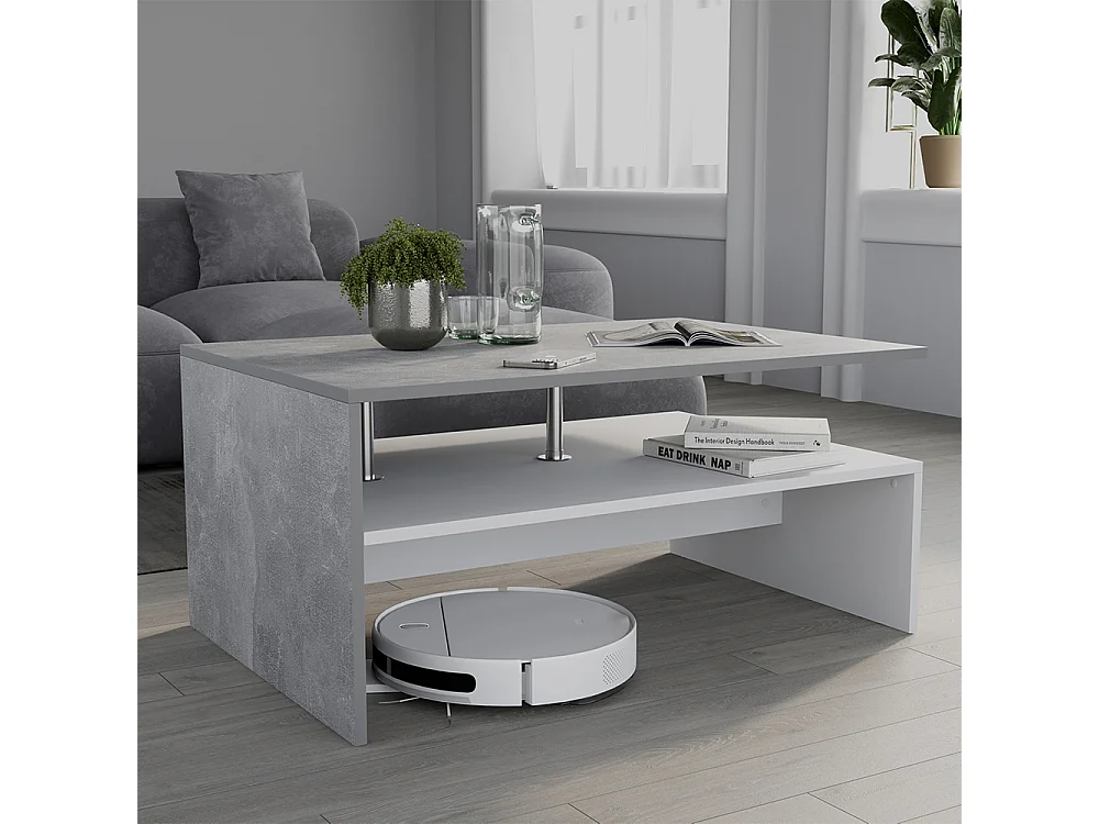 Couchtisch beton/weiß 90x52.6x42.2 amato