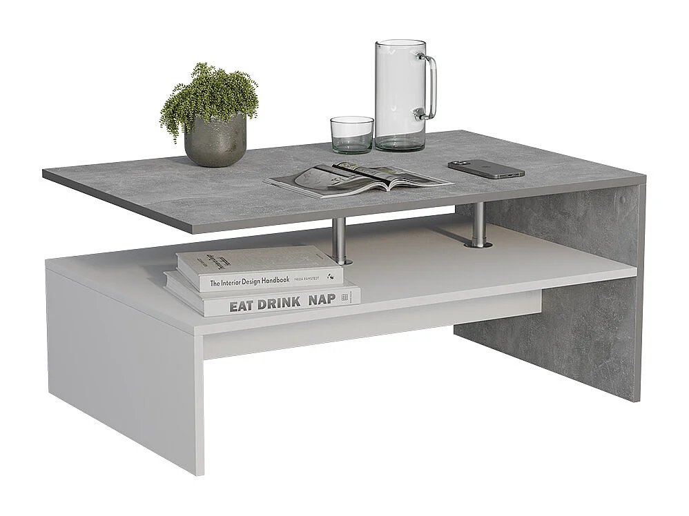 Couchtisch beton/weiß 90x52.6x42.2 amato