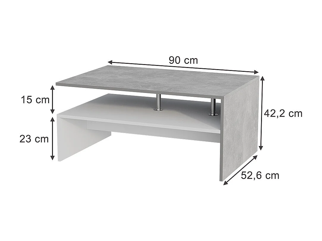 Table basse béton/blanc 90x52.6x42.2 amato