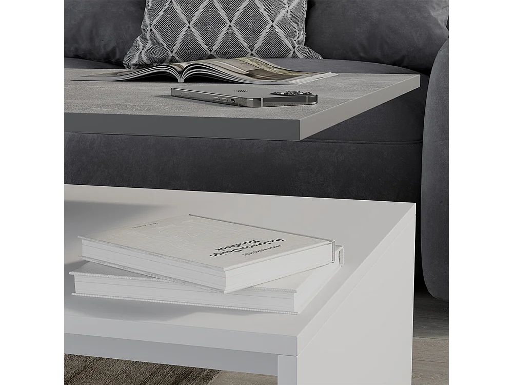 Table basse béton/blanc 90x52.6x42.2 amato