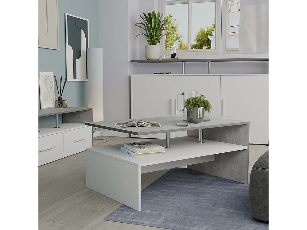 Table basse béton/blanc 90x52.6x42.2 amato