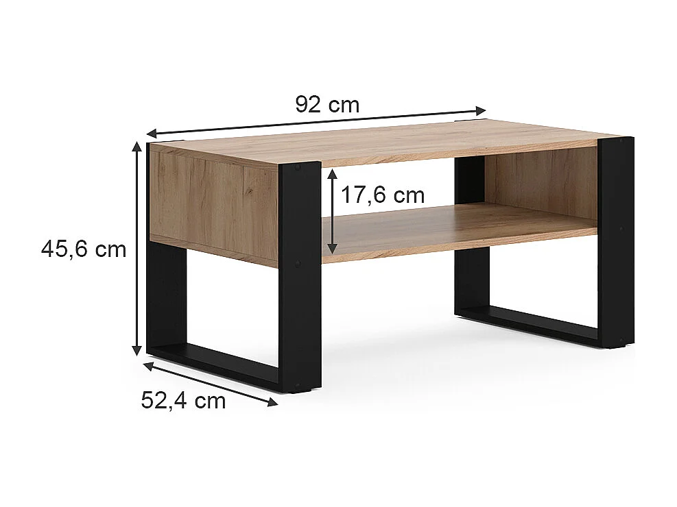 Table basse chêne de force doré 92x52.4x45.6 olli
