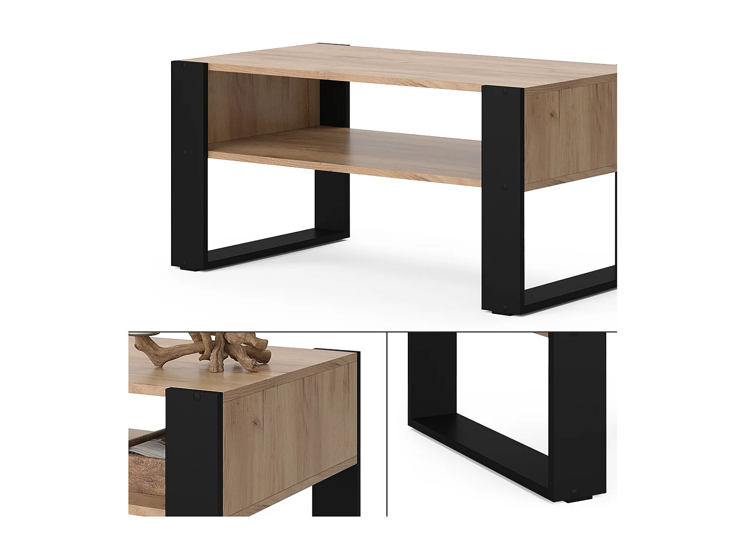 Table basse chêne de force doré 92x52.4x45.6 olli