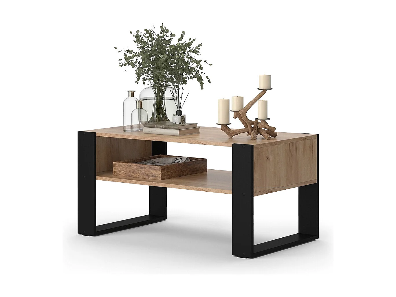 Table basse chêne de force doré 92x52.4x45.6 olli