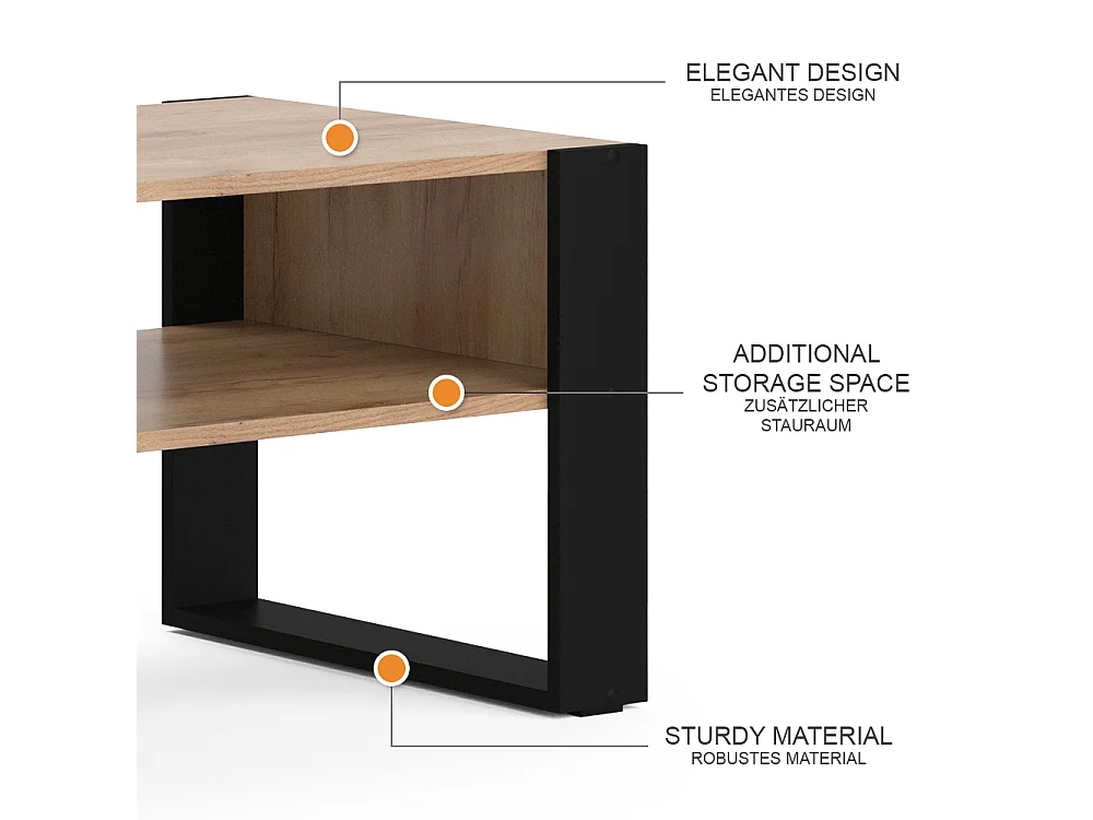 Table basse chêne de force doré 92x52.4x45.6 olli