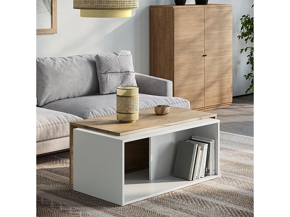 Table basse chêne blanc/force de lor 90x48x40 paul