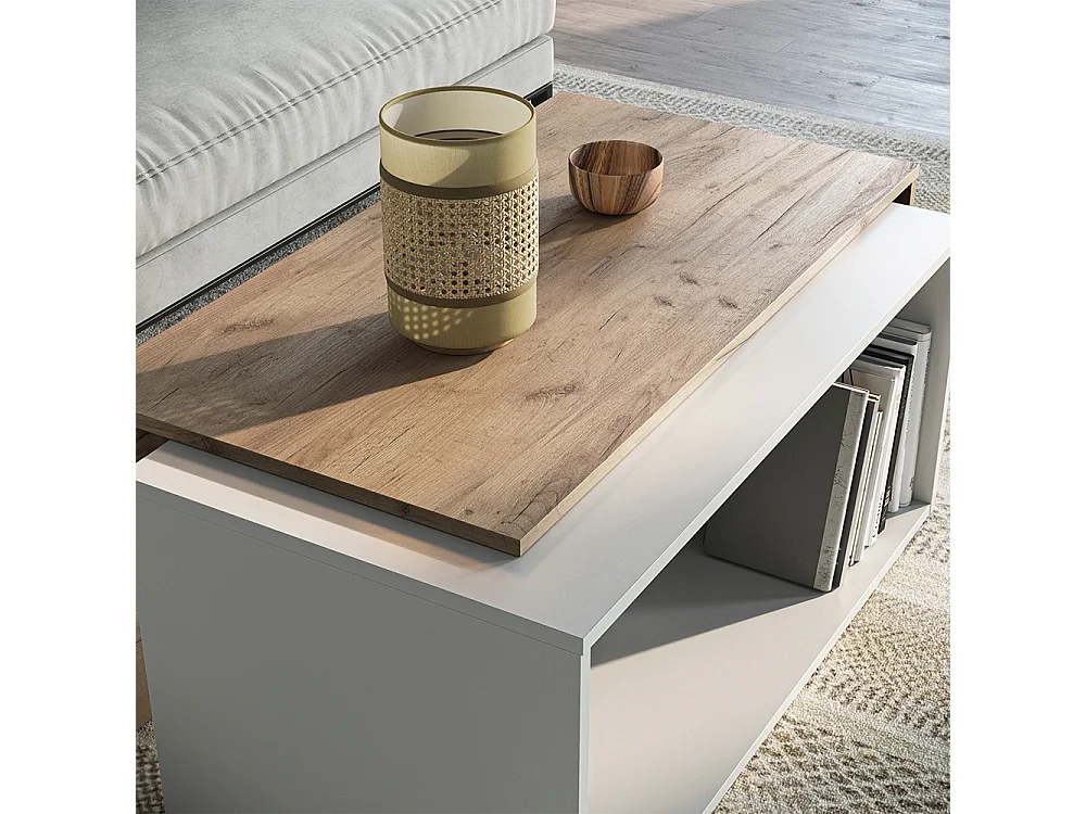 Table basse chêne blanc/force de lor 90x48x40 paul