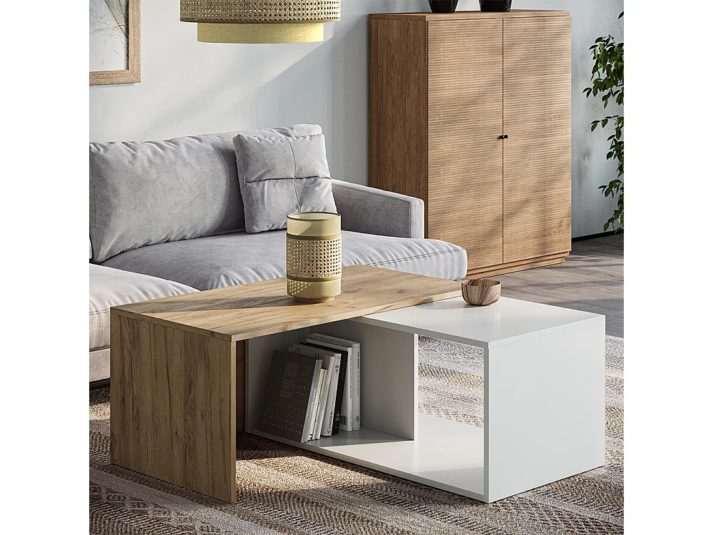 Table basse chêne blanc/force de lor 90x48x40 paul