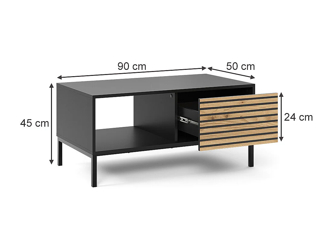 Couchtisch goldkraft eiche/anthrazit 90x50x45 eliza