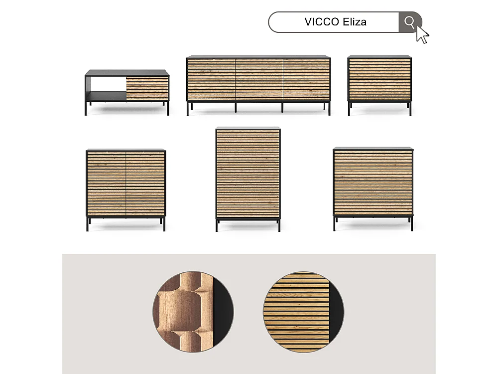 Couchtisch goldkraft eiche/anthrazit 90x50x45 eliza