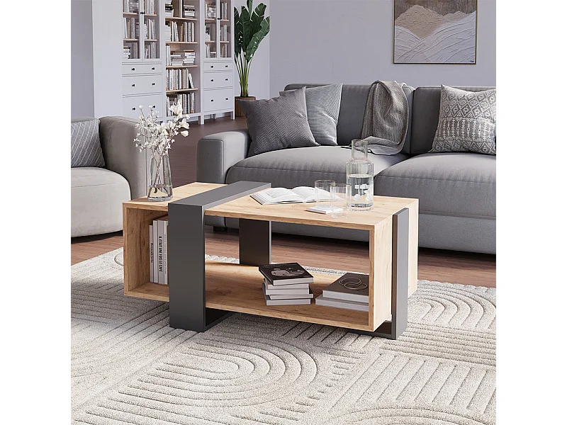 Couchtisch anthrazit/goldkraft eiche 91.5x52x42.1 aven