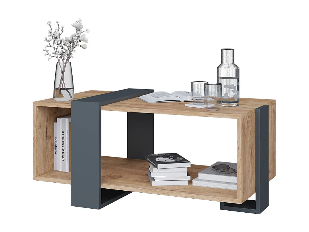 Couchtisch anthrazit/goldkraft eiche 91.5x52x42.1 aven