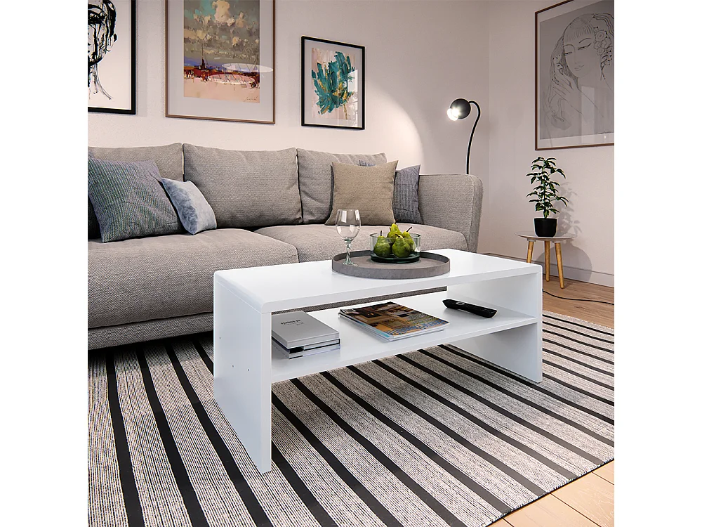 Tavolino da salotto bianco 99.6x39.8x40.1