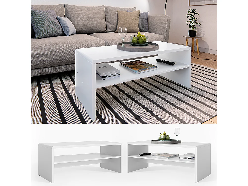 Tavolino da salotto bianco 99.6x39.8x40.1