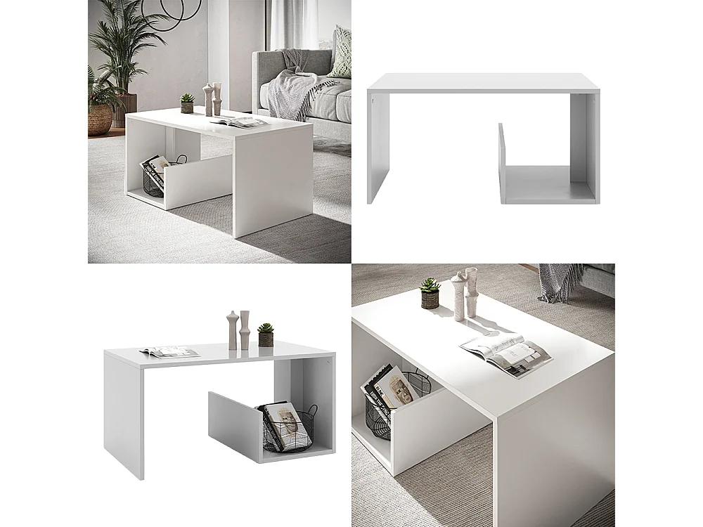 Table basse blanc 80x46.6x40 lonar