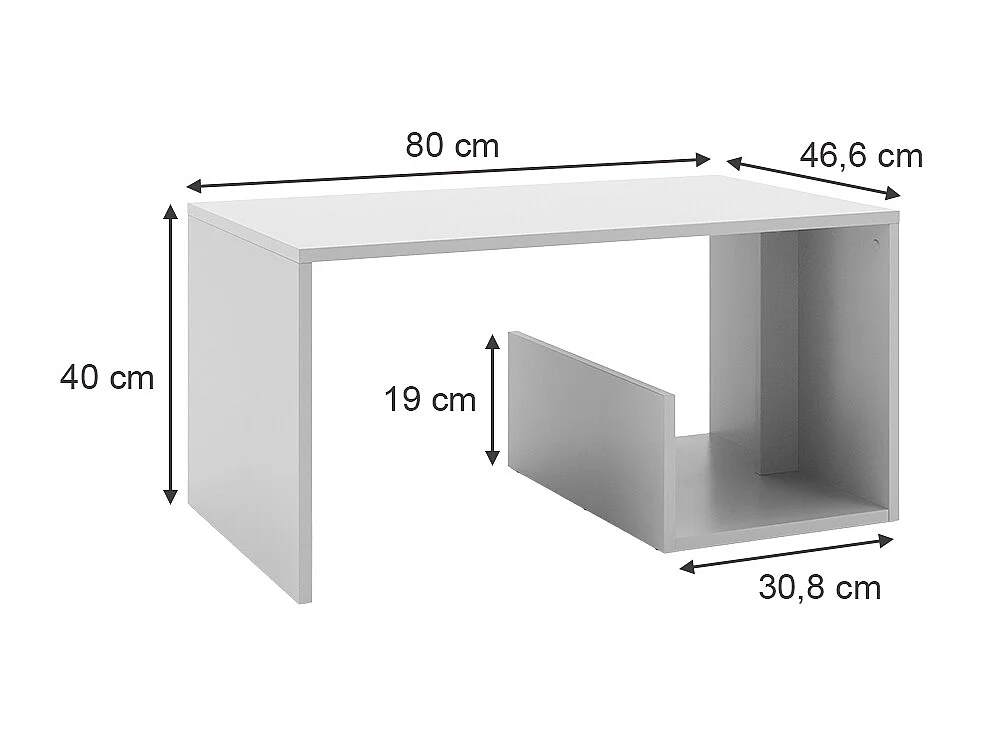 Table basse blanc 80x46.6x40 lonar
