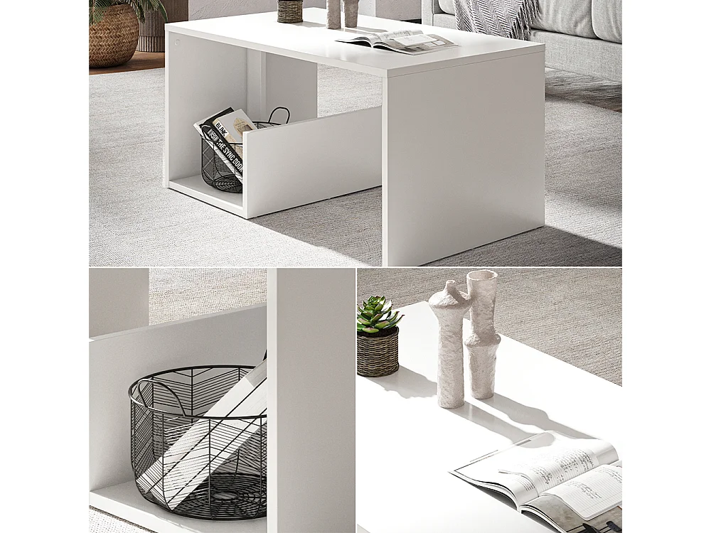 Table basse blanc 80x46.6x40 lonar