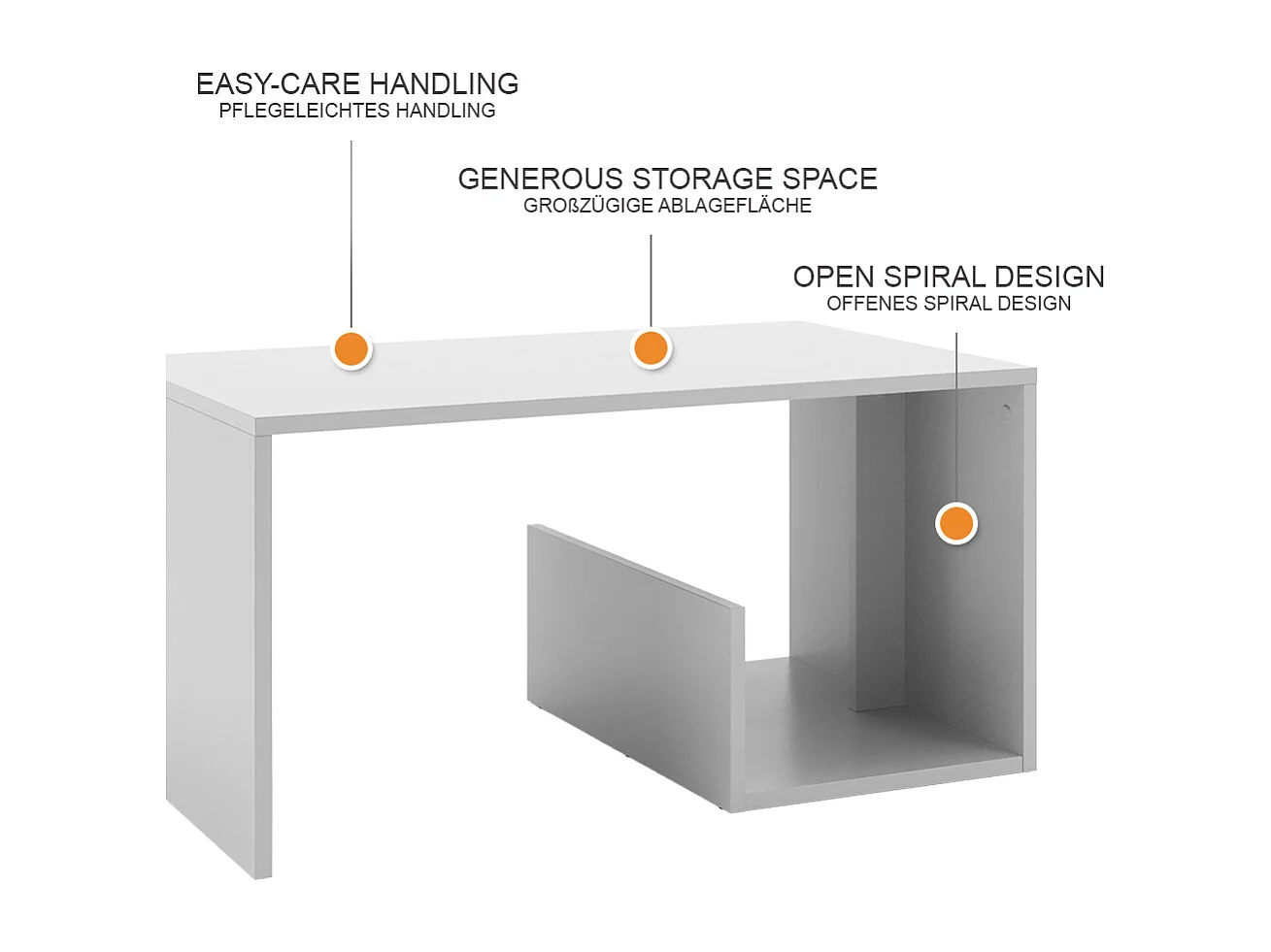 Table basse blanc 80x46.6x40 lonar