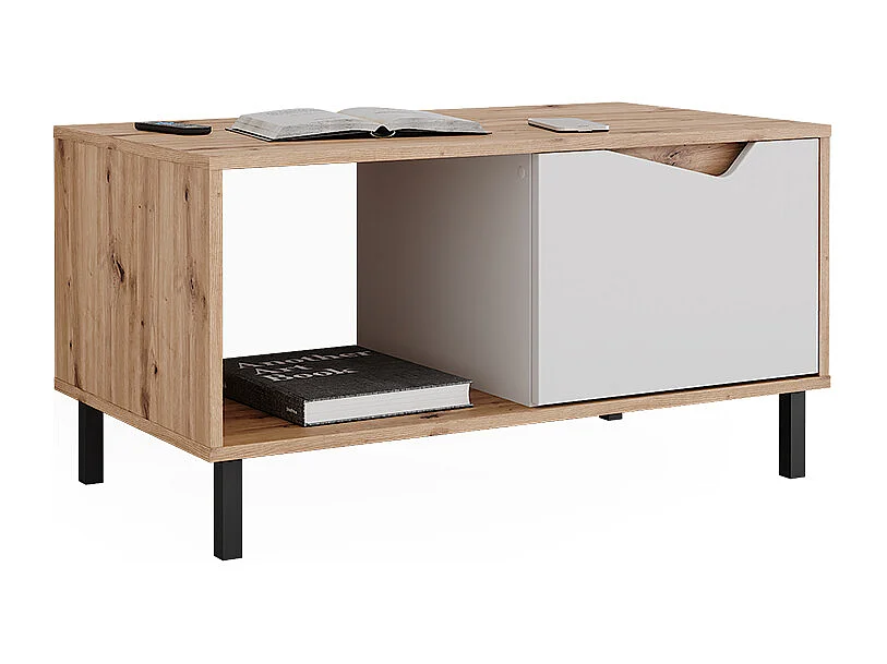 Table basse blanc/artisan 90x50x47 marelle