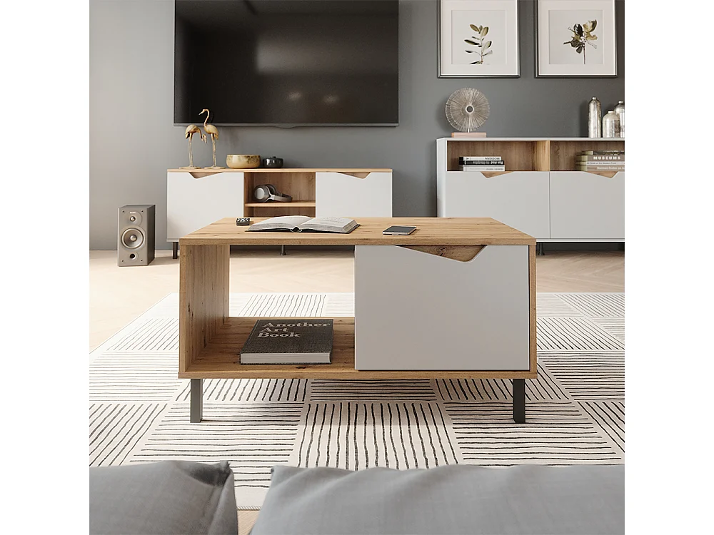 Coffee table white/artisan 90x50x47 marelle