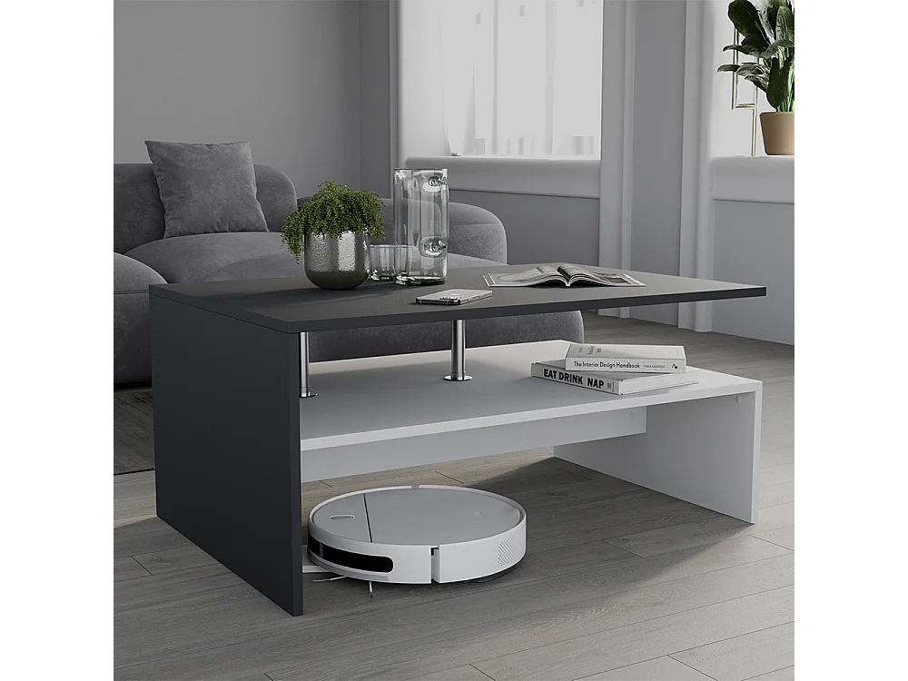 Table basse anthracite/blanc 90x52.6x42.2 amato