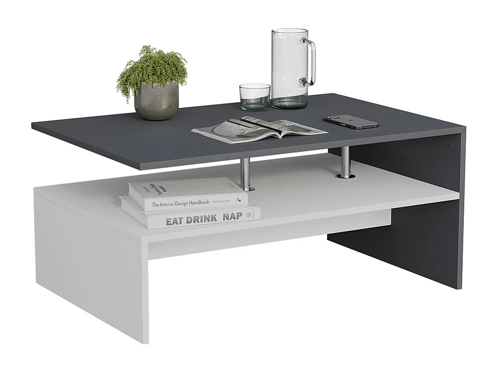 Table basse anthracite/blanc 90x52.6x42.2 amato