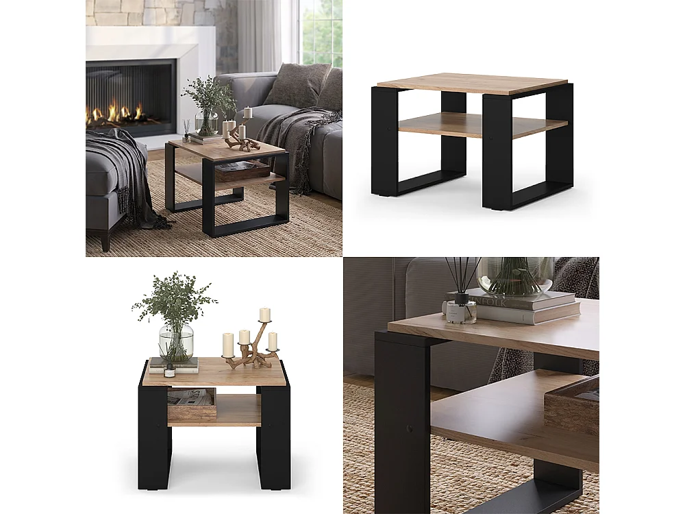 Table basse chêne de force doré 65.6x55.8x46.2 helm