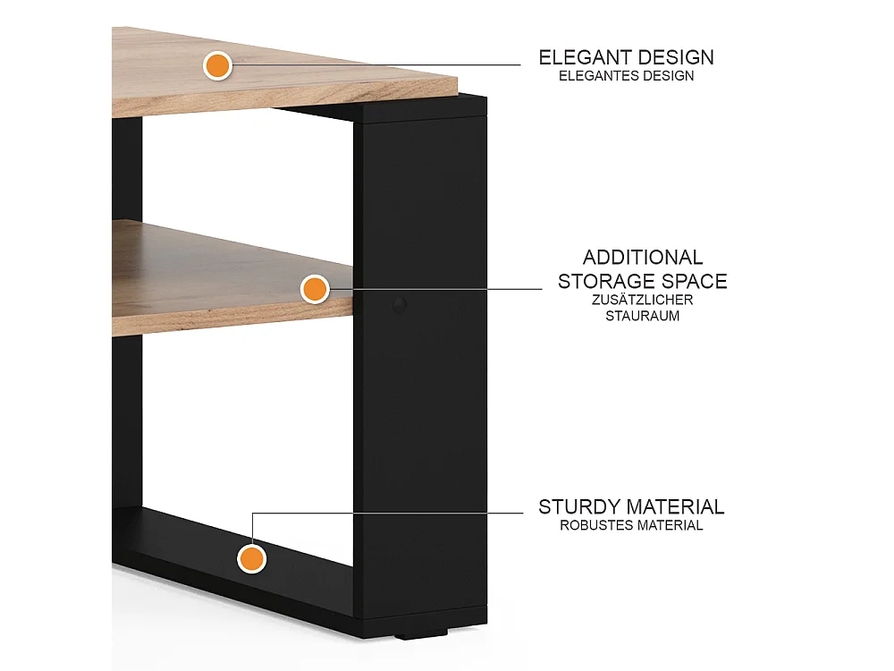 Table basse chêne de force doré 65.6x55.8x46.2 helm