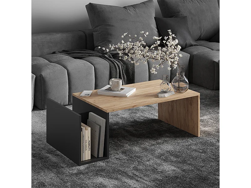 Table basse chêne doré/anthracite 100x50x32.9 avento