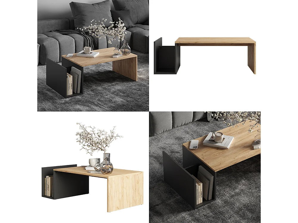 Table basse chêne doré/anthracite 100x50x32.9 avento