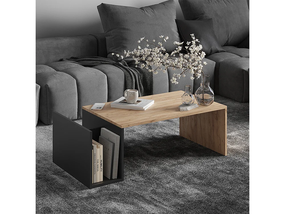 Table basse chêne doré/anthracite 100x50x32.9 avento