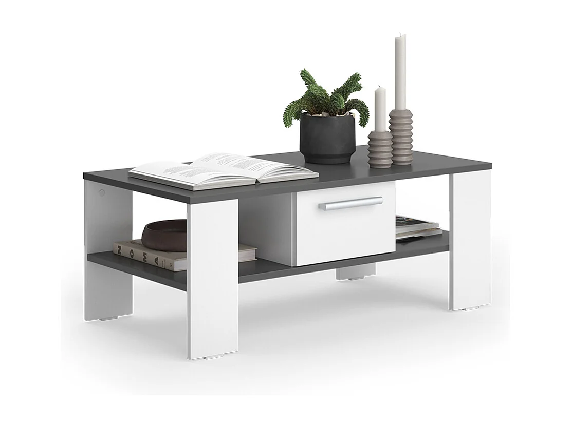 Table basse anthracite/blanc 89.8x46.4x35.8 wilmut