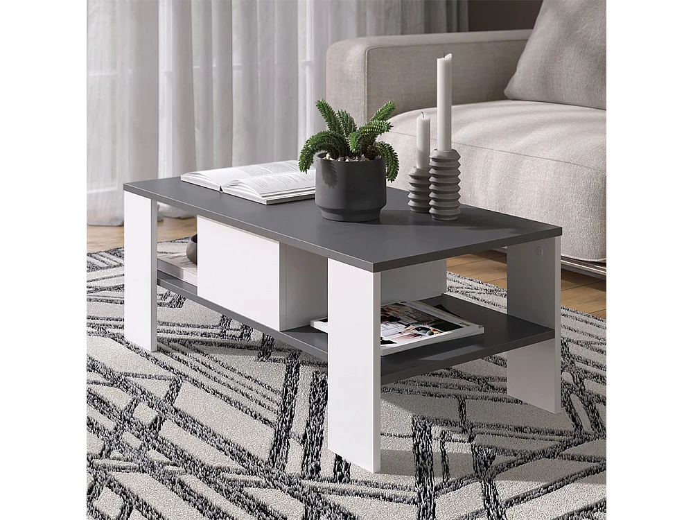 Table basse anthracite/blanc 89.8x46.4x35.8 wilmut