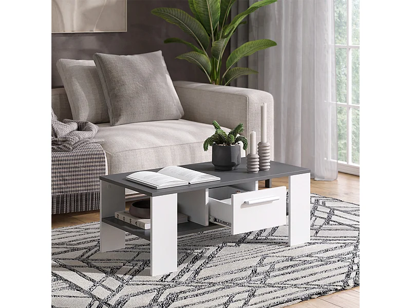 Couchtisch anthrazit/weiß 89.8x46.4x35.8 wilmut