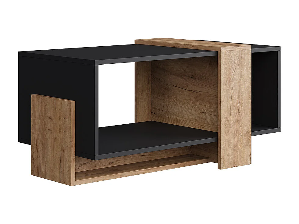 table basse anthracite/chêne doré 91.8x49x45 aven