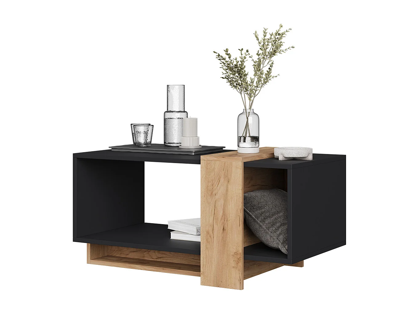 table basse anthracite/chêne doré 91.8x49x45 aven