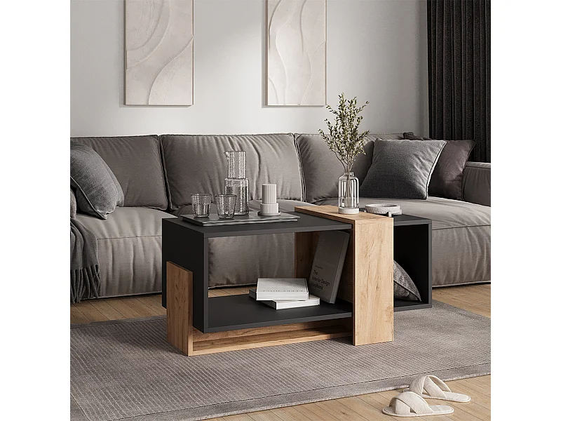 Couchtisch anthrazit/goldkraft eiche 91.8x49x45 aven