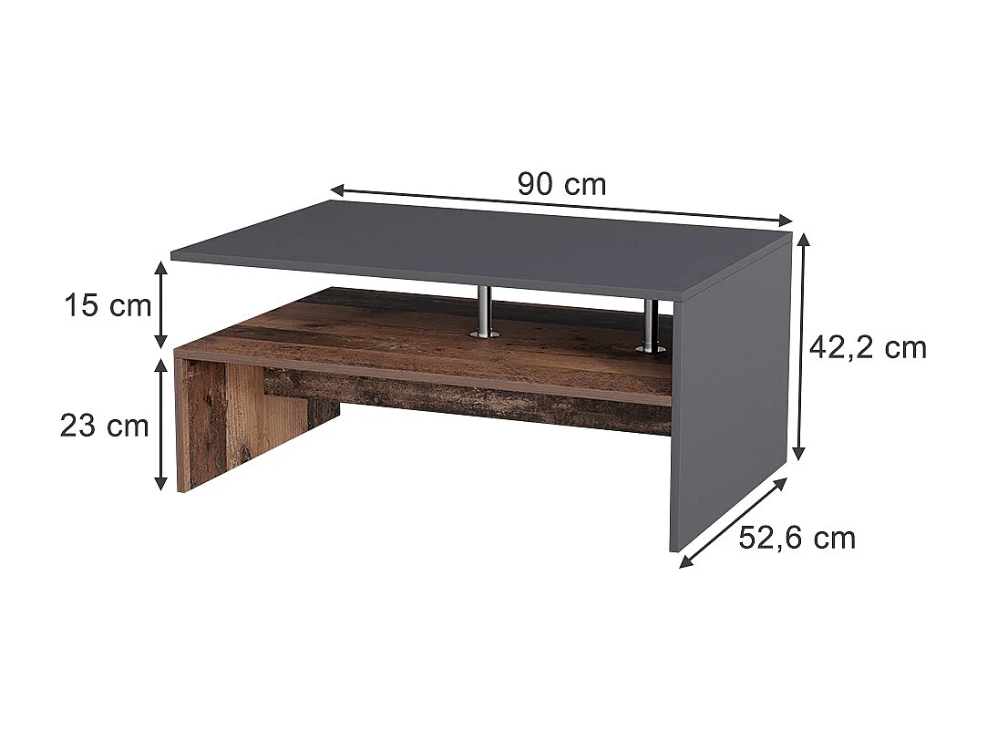 Table basse anthracite 90x52.6x42.2 amato