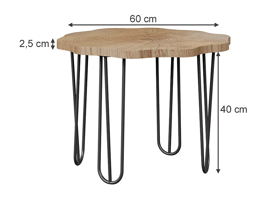 Table basse chêne 60x60x2.5 ringo