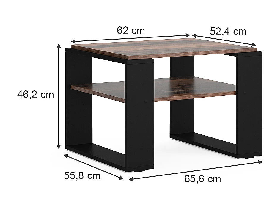 Sofabord antik træ 65.6x55.8x46.2 helm