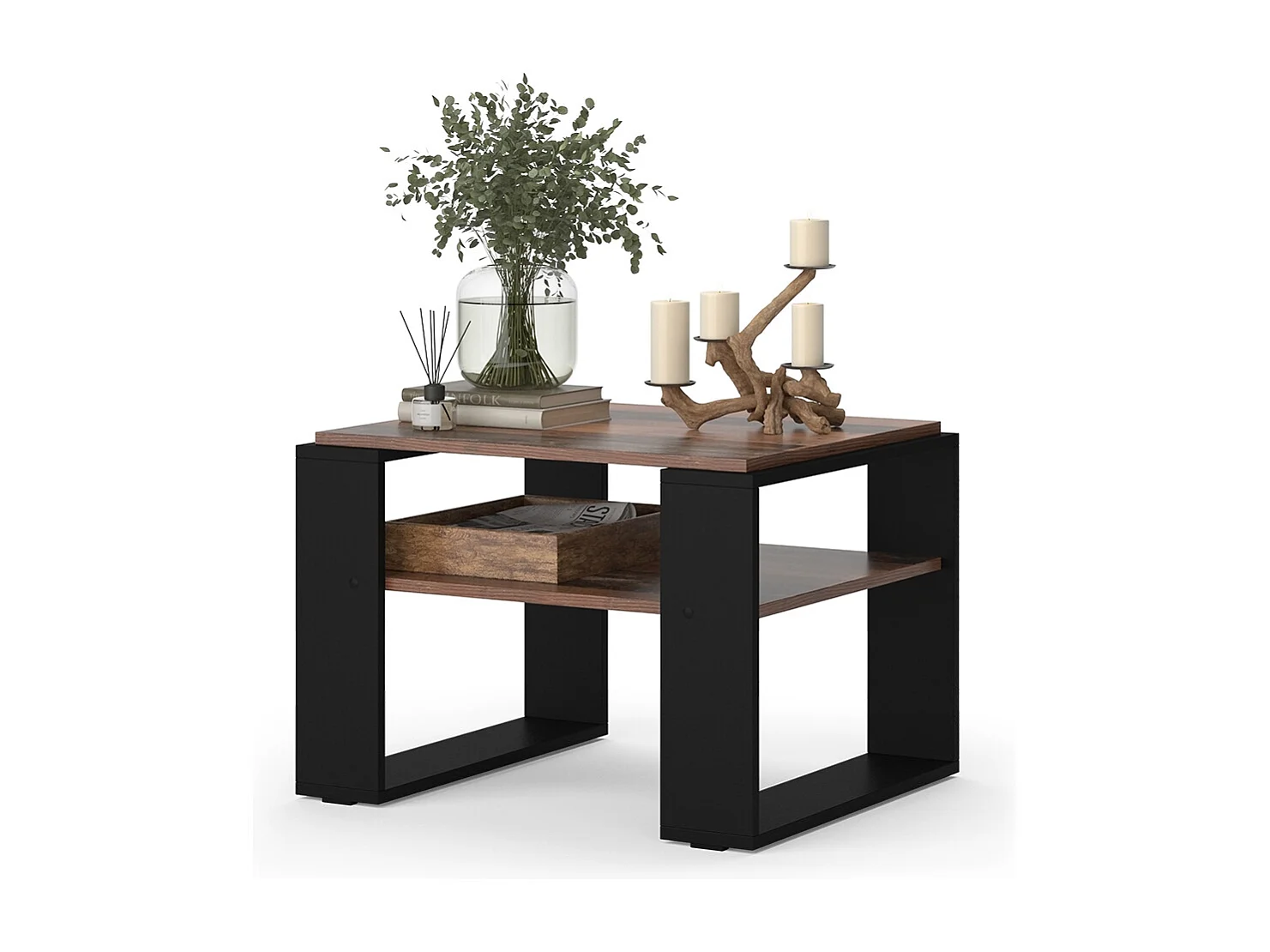 Sofabord antik træ 65.6x55.8x46.2 helm