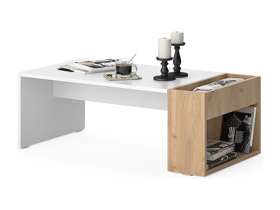 Couchtisch weiß/goldkraft eiche 95x49.4x34 chris